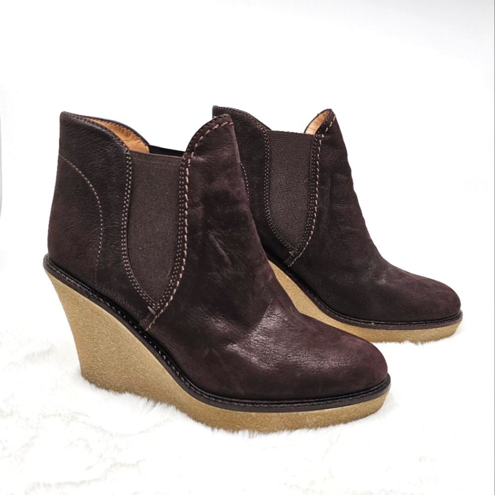 Emporia Armani leather wedge heel ankle boots Size 35.5